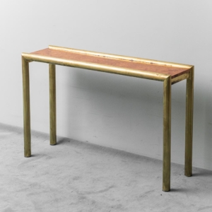 Console in ottone e radica anni '70 vintage modernariato