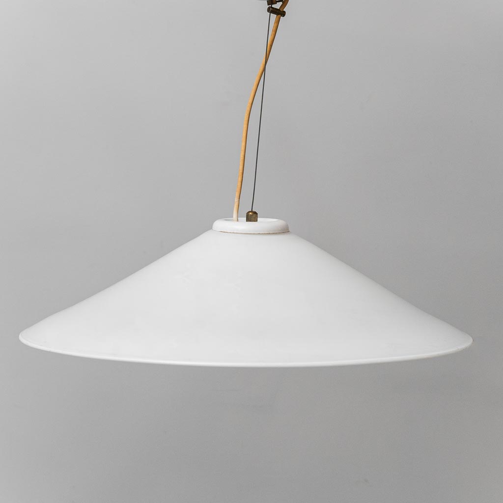 Lampada a sospensione in vetro bianco anni ’70 vintage modernariato
