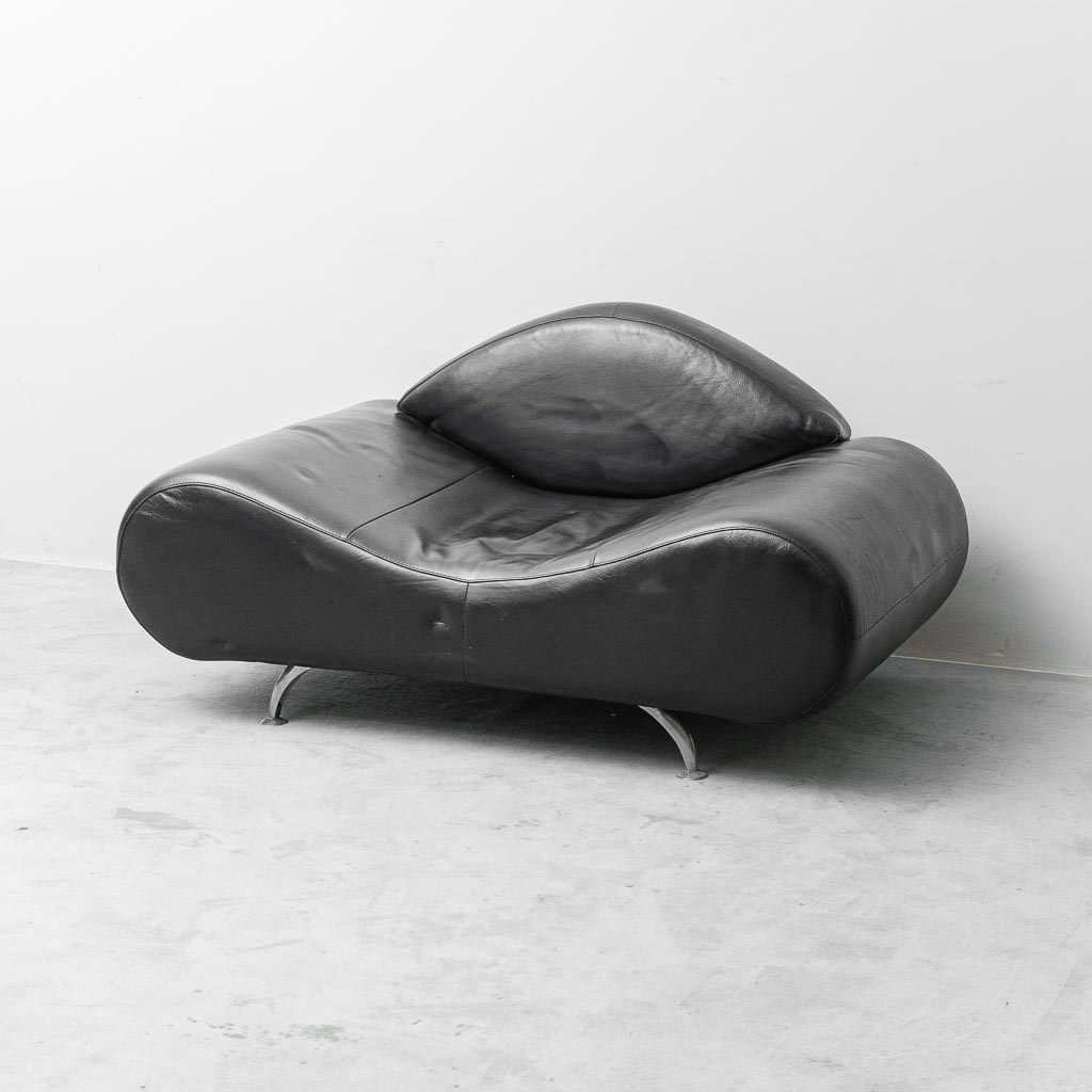 Poltrona Vintage Design Moderno in Pelle Nera – Lounge Chair Anni ’90