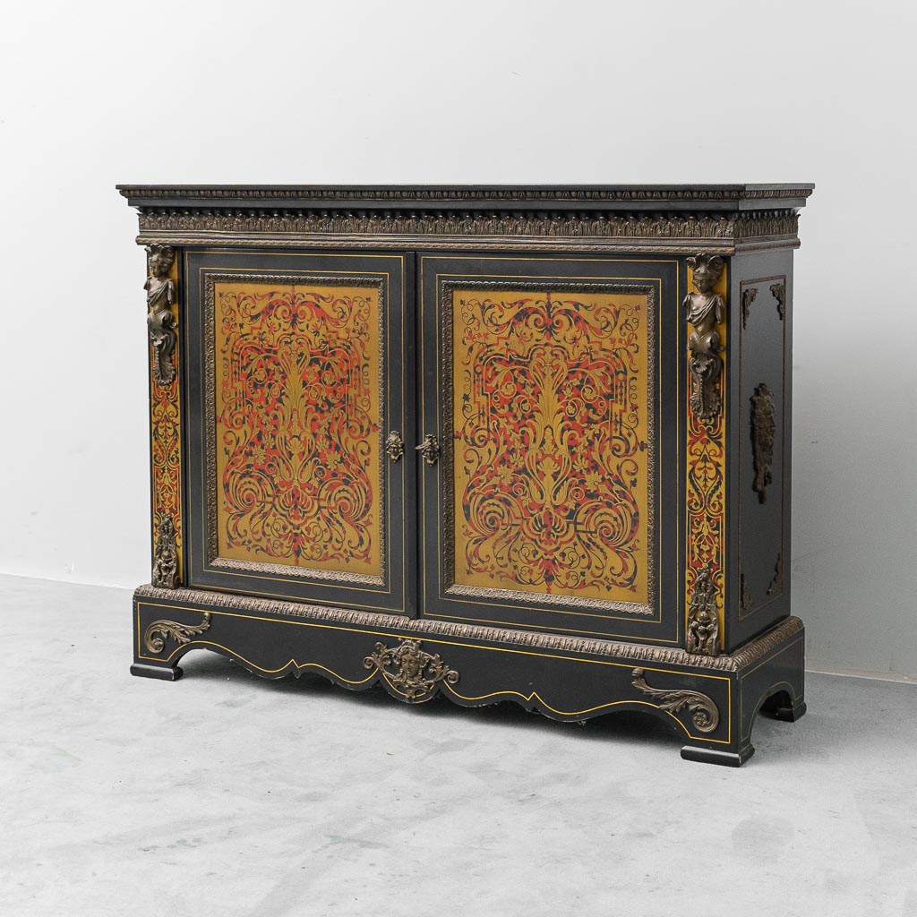 Credenza Boulle Vintage Stile Rinascimento Francese Dipinta a Mano XIX secolo