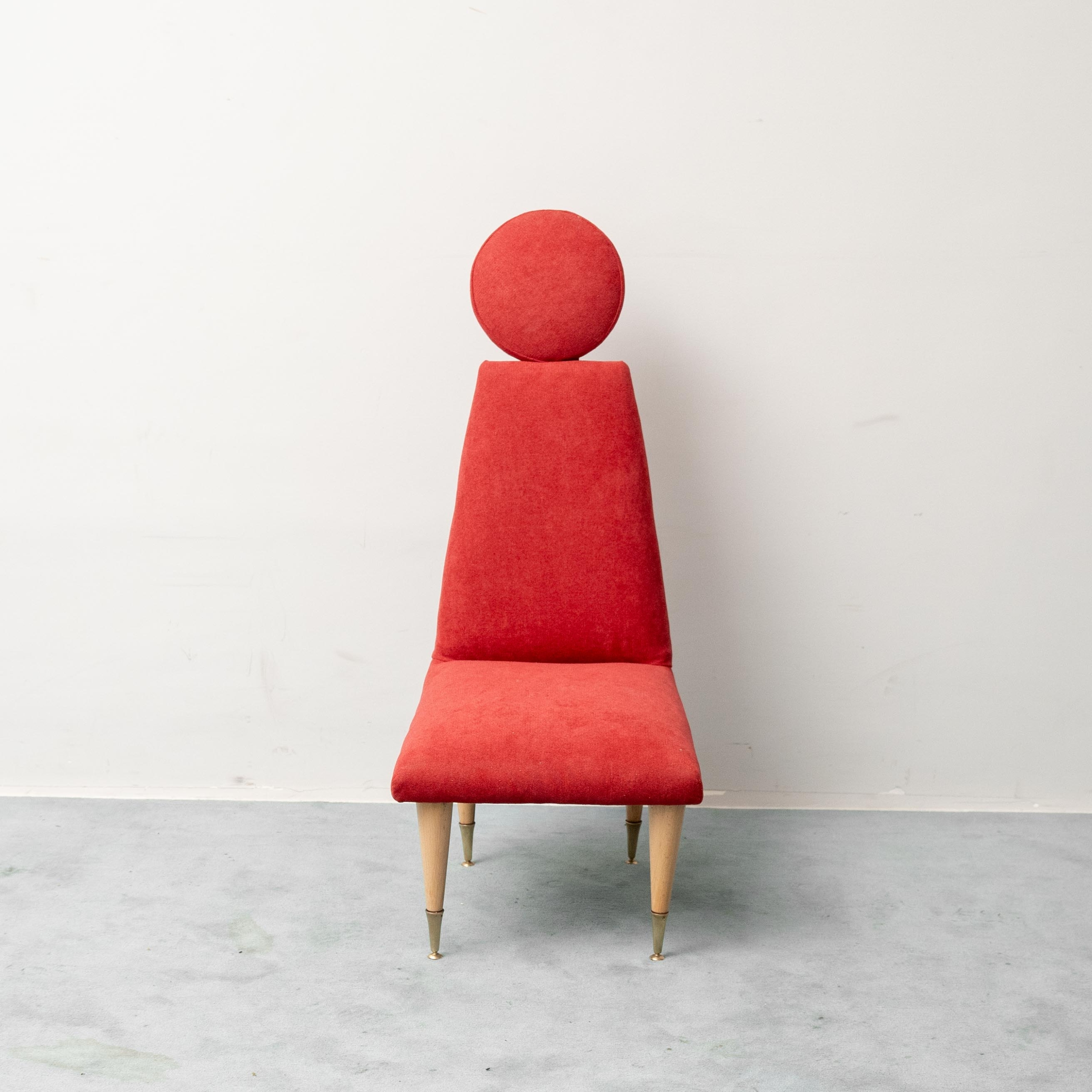 Sedia Vintage a Schienale Alto in Velluto Rosso Design Anni ’60 modernariato