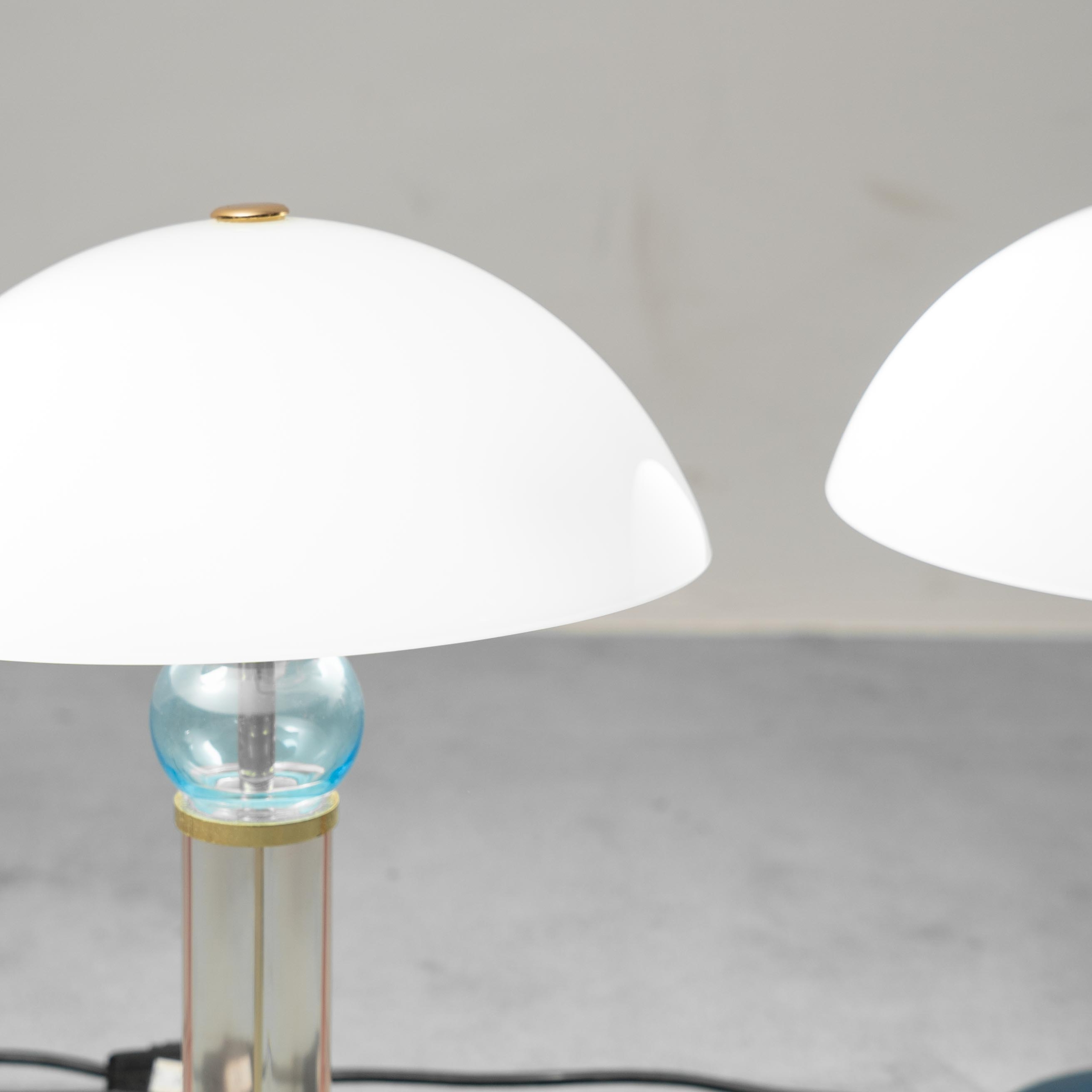 Coppia di Lampade da Tavolo Vintage Auras in vetro design Anni ’80 modernariato