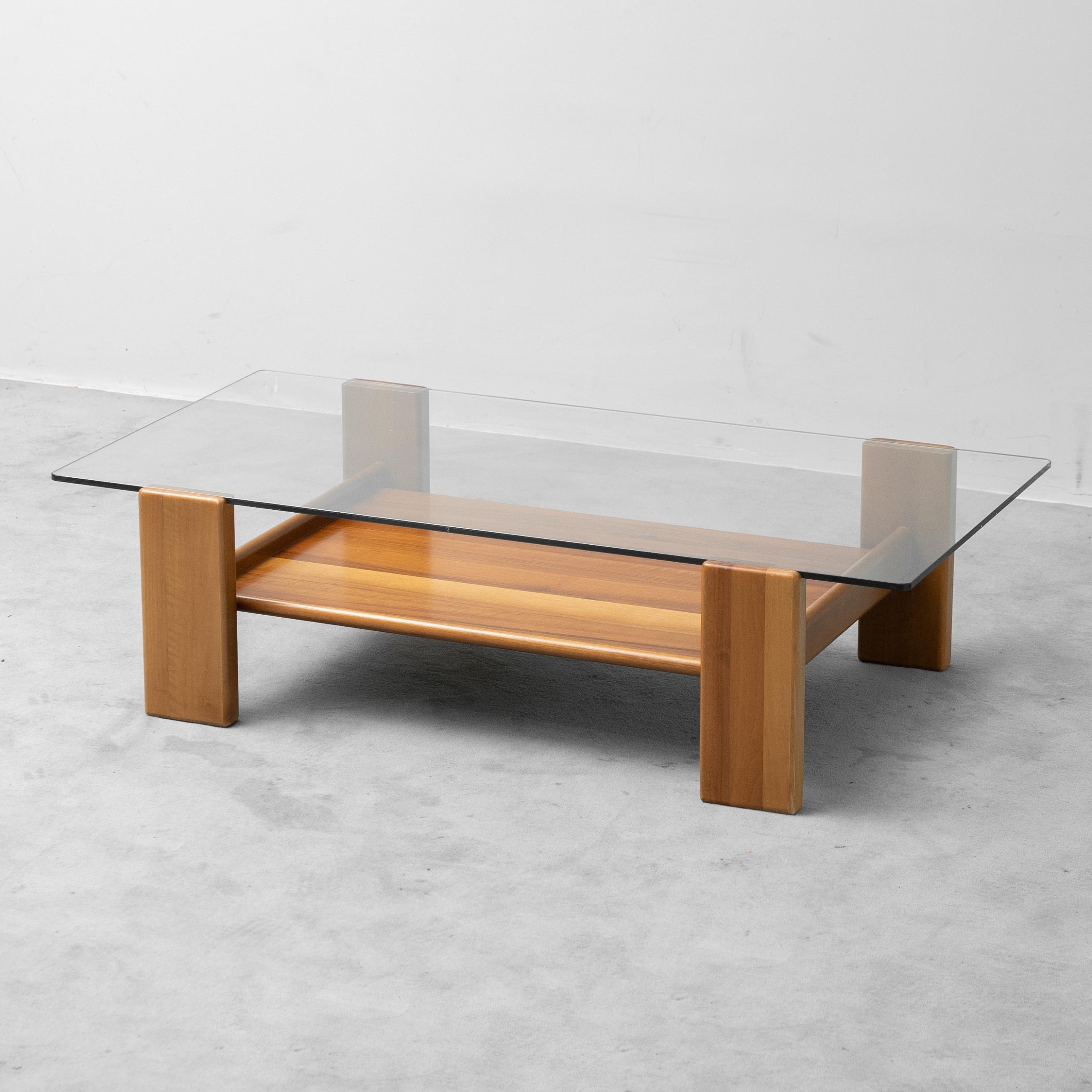 Tavolino da Salotto Vintage in Vetro e Legno Design Modernariato Anni ’70