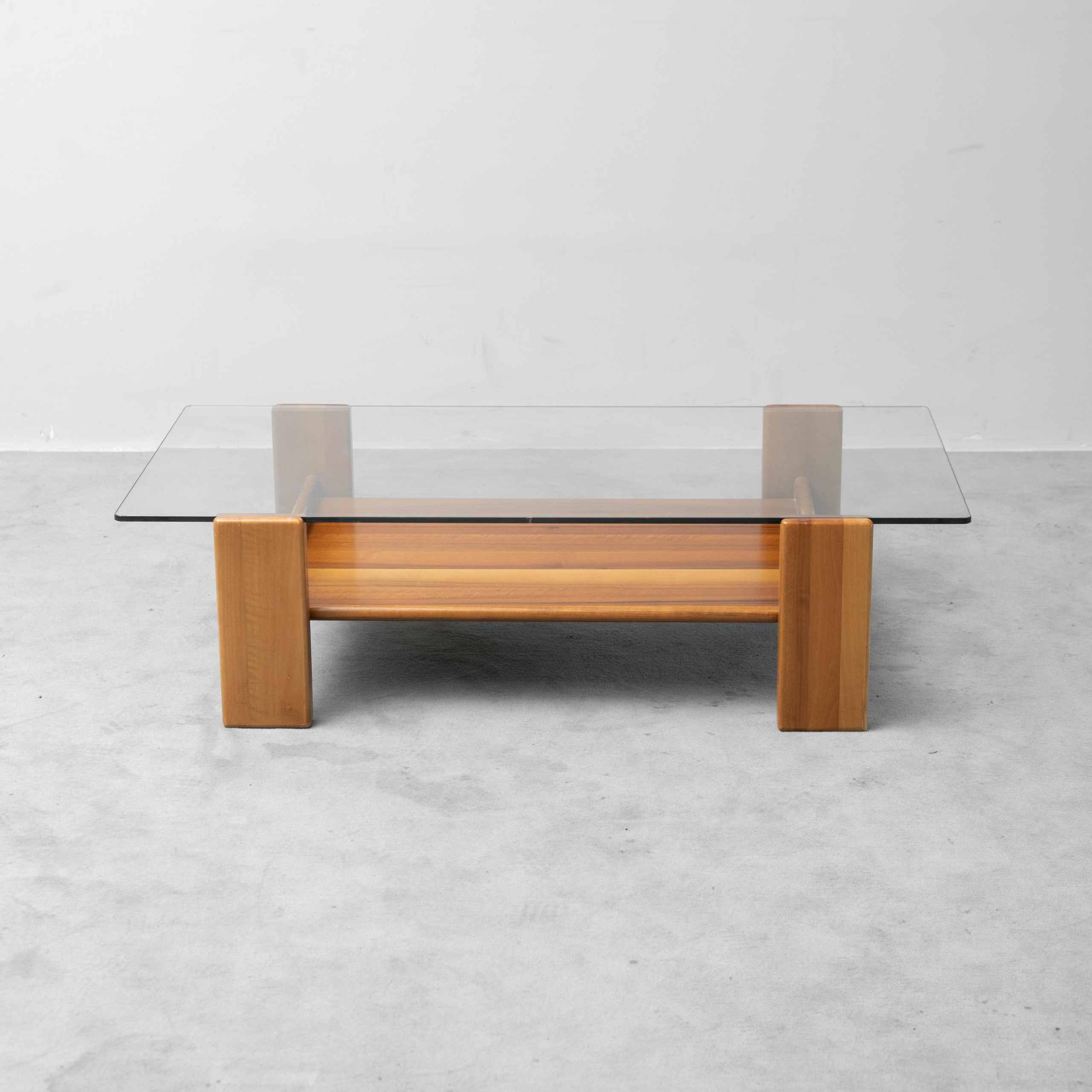 Tavolino da Salotto Vintage in Vetro e Legno Design Modernariato Anni ’70