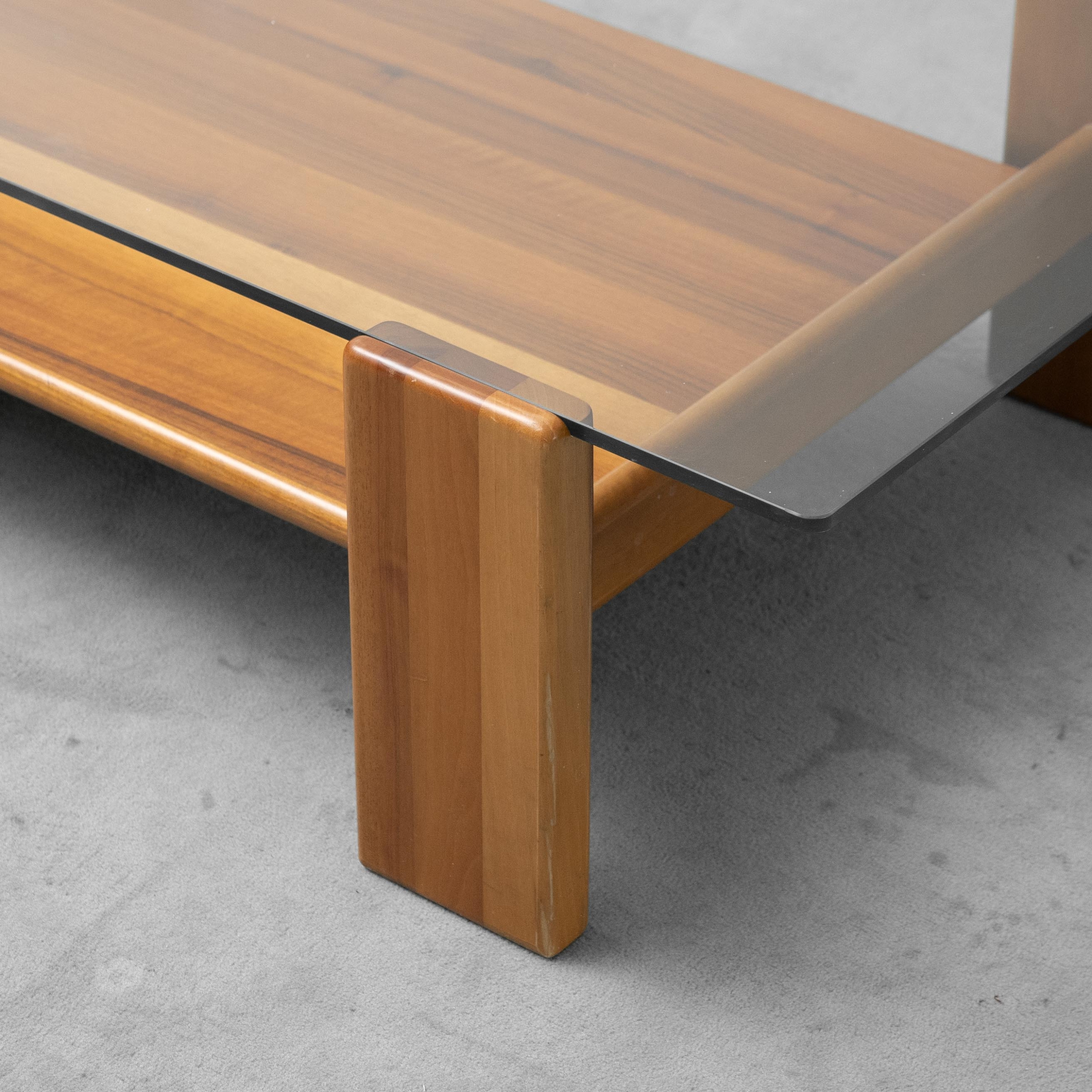 Tavolino da Salotto Vintage in Vetro e Legno Design Modernariato Anni ’70