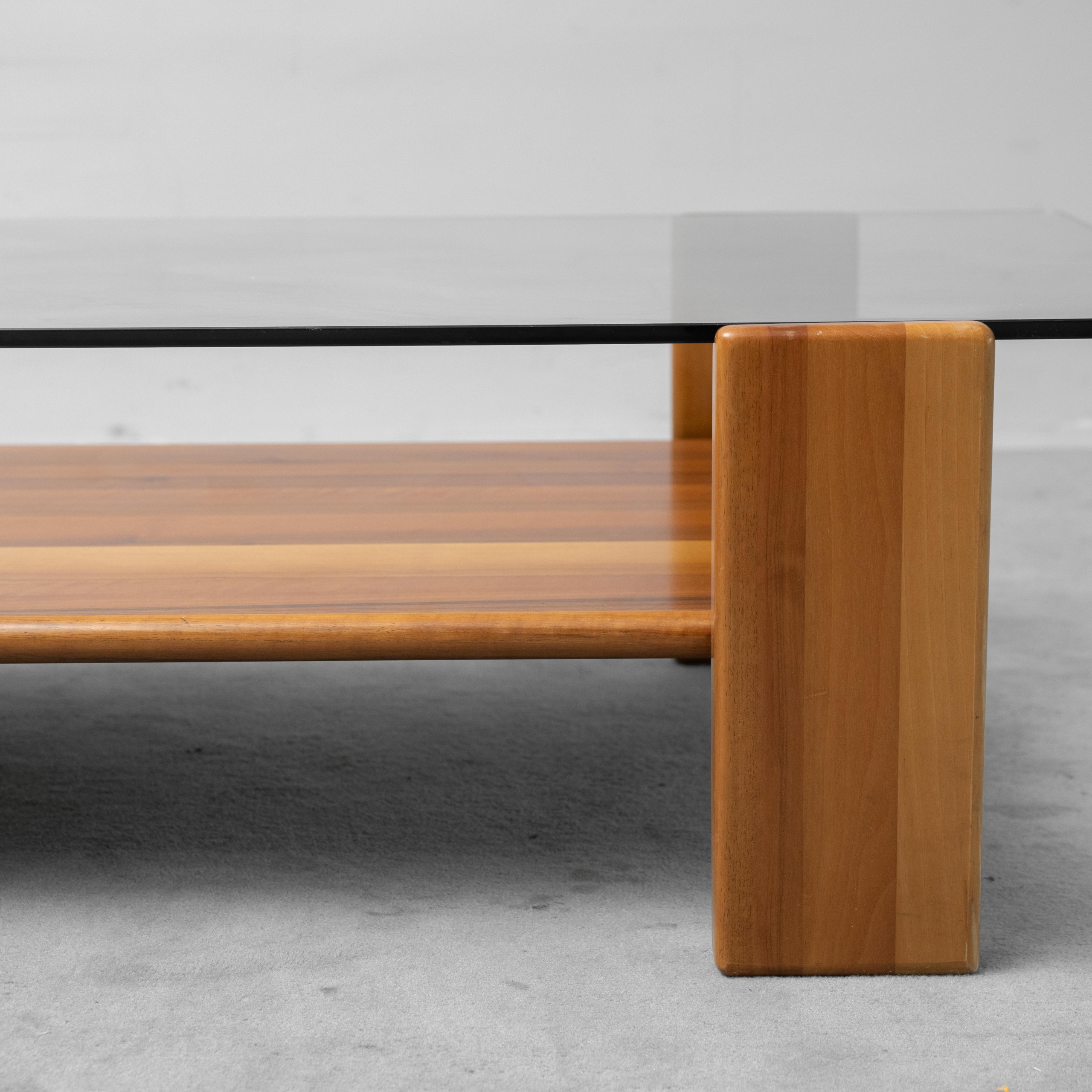 Tavolino da Salotto Vintage in Vetro e Legno Design Modernariato Anni ’70