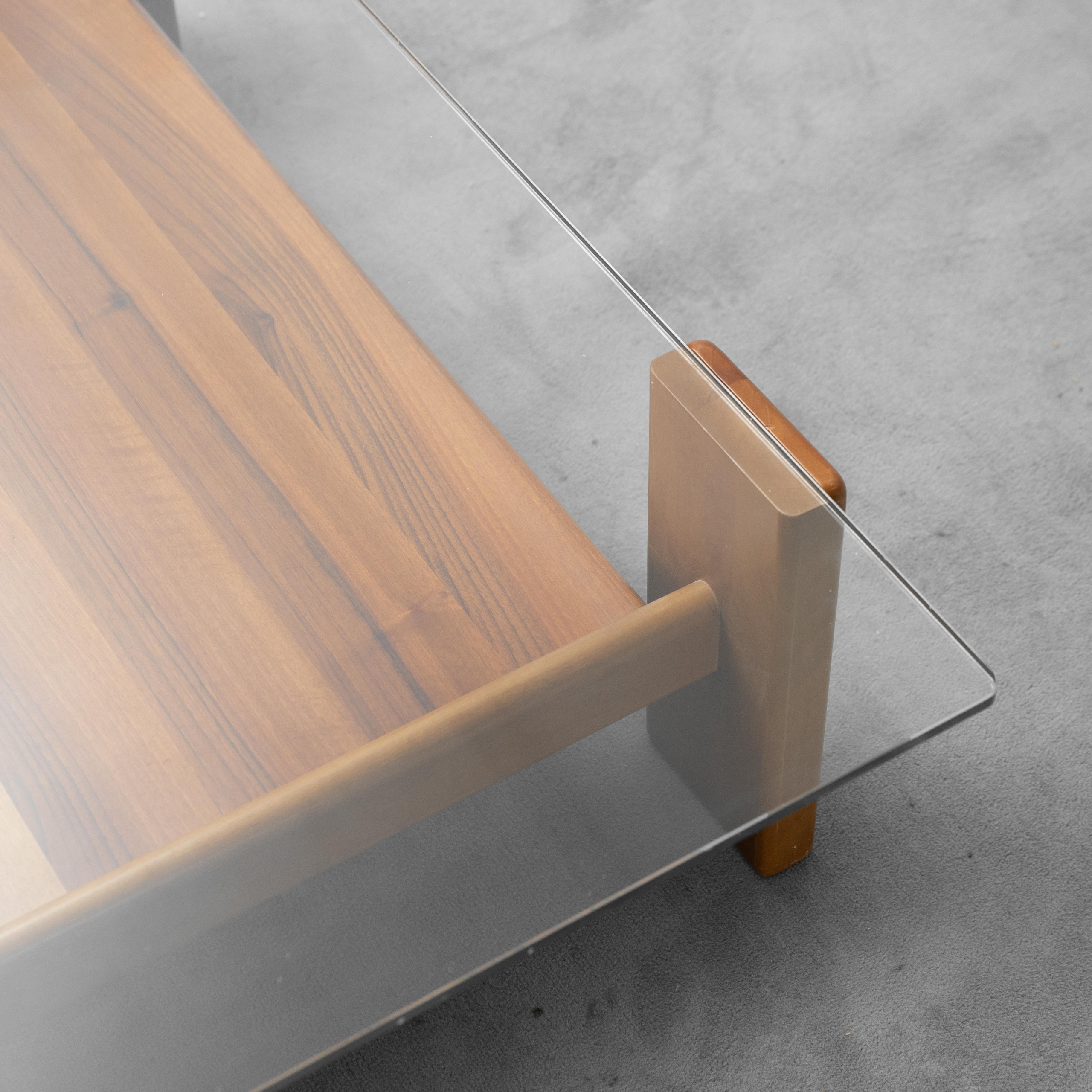 Tavolino da Salotto Vintage in Vetro e Legno Design Modernariato Anni ’70