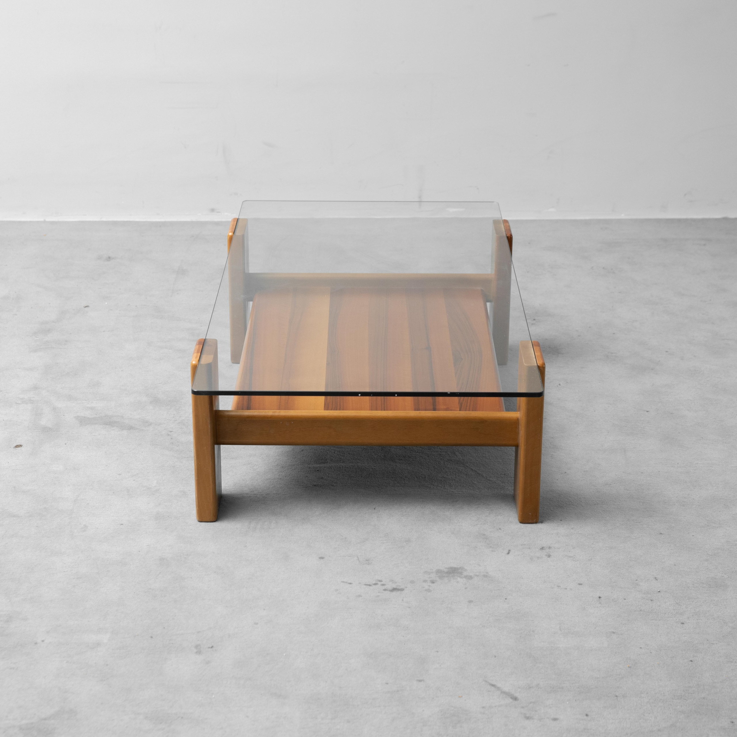 Tavolino da Salotto Vintage in Vetro e Legno Design Modernariato Anni ’70