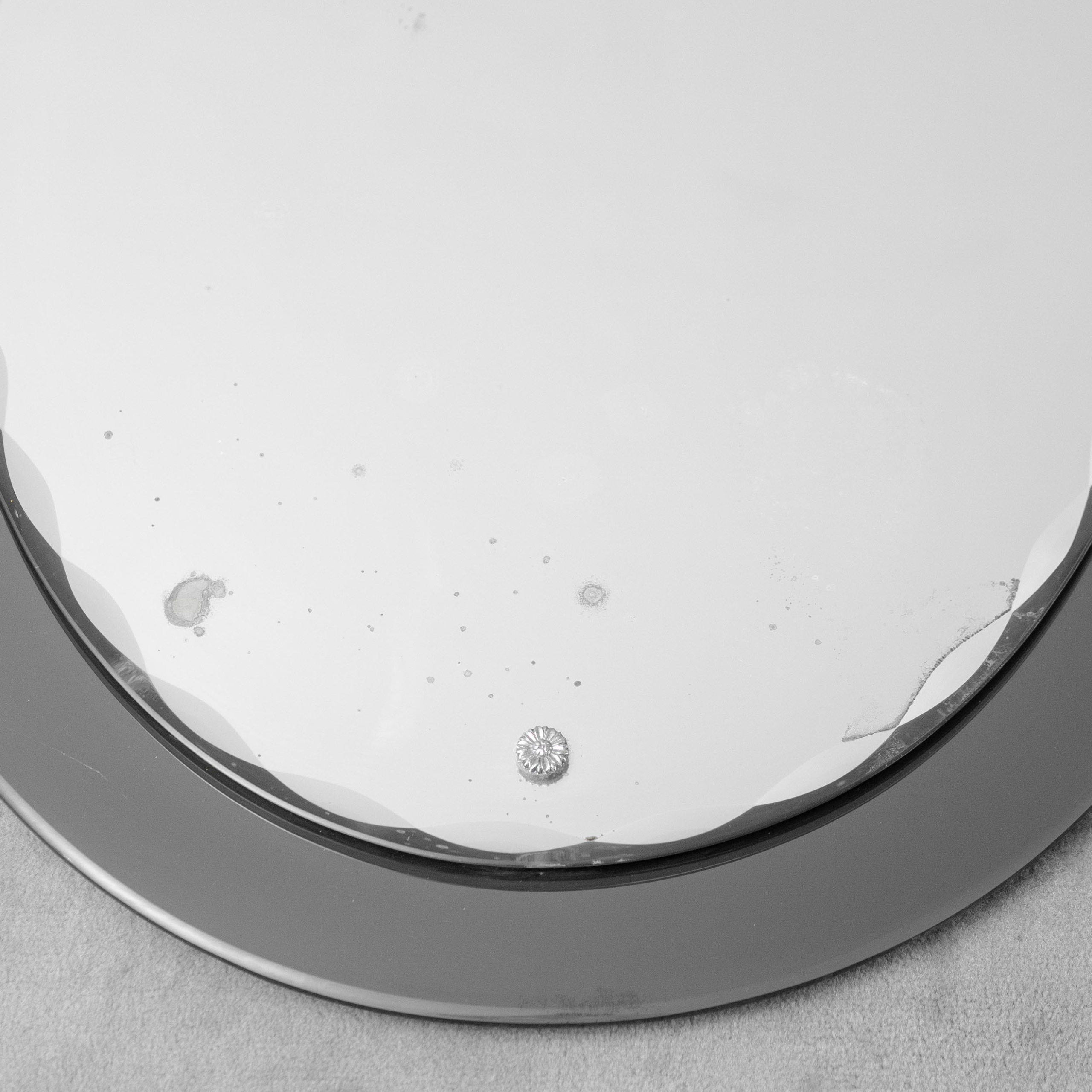 Specchio Vintage Ovale con Molatura e Bordo Fumè Modernariato Anni '60