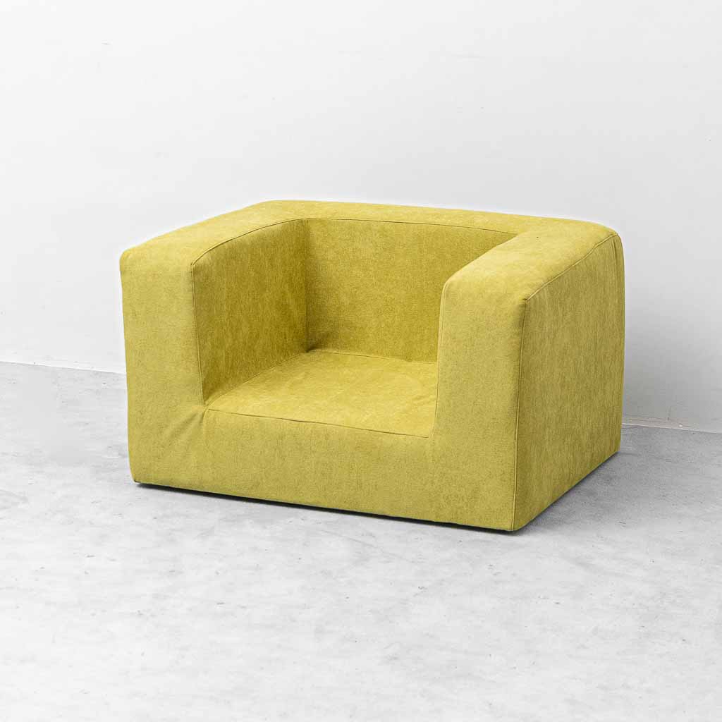 Poltrona Lounge Vintage in Tessuto Verde Lime – Design Geometrico Anni ’70
