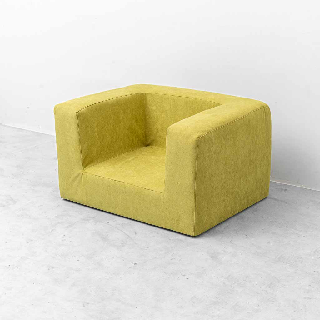 Poltrona Lounge Vintage in Tessuto Verde Lime – Design Geometrico Anni ’70