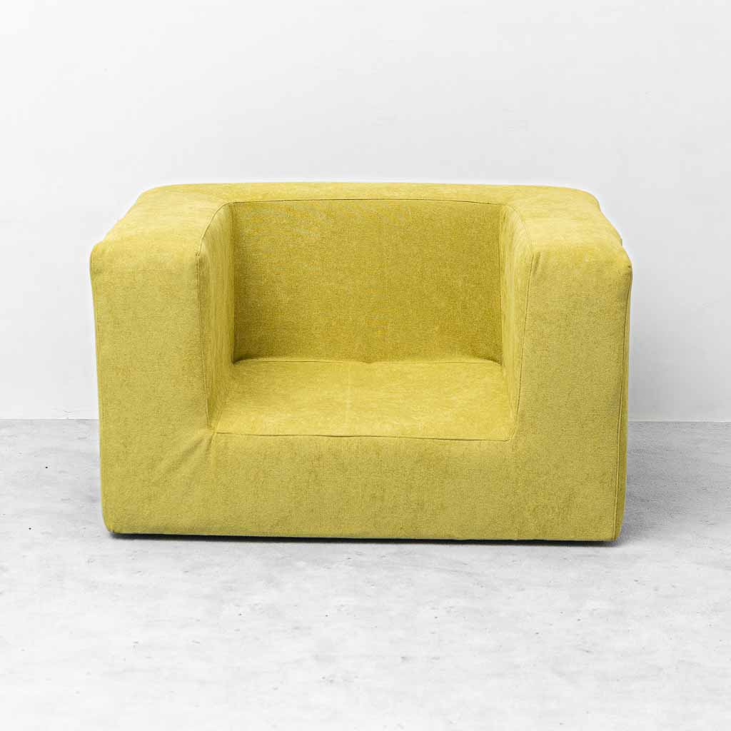 Poltrona Lounge Vintage in Tessuto Verde Lime – Design Geometrico Anni ’70