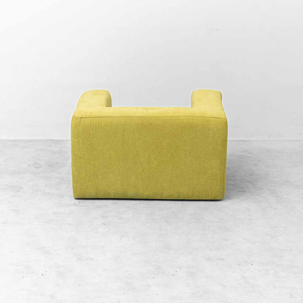 Poltrona Lounge Vintage in Tessuto Verde Lime – Design Geometrico Anni ’70