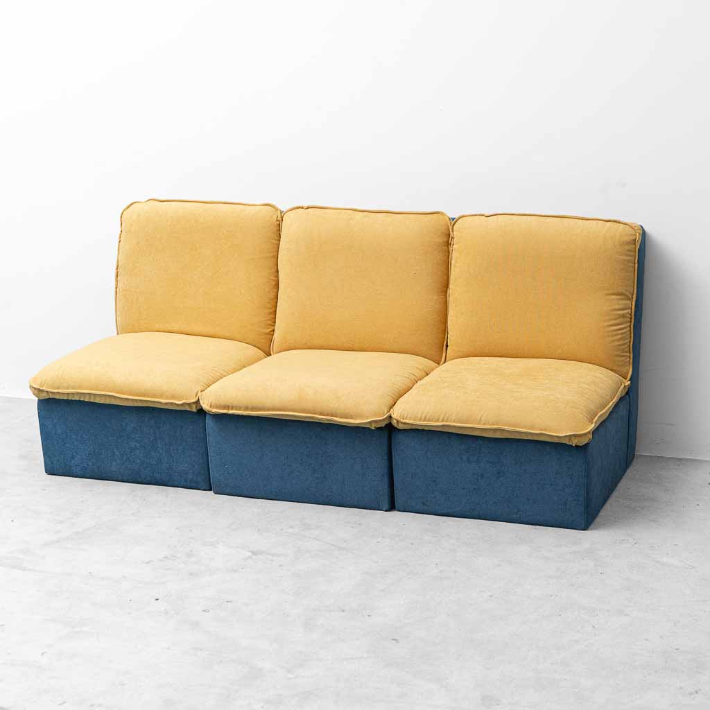 Divano Modulare Vintage a 3 Elementi in Tessuto Bicolore – Anni ’70
