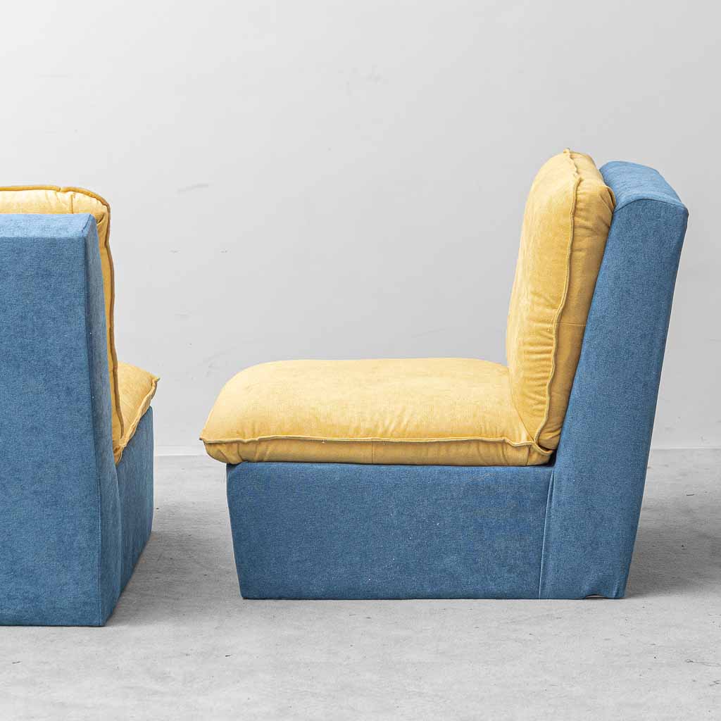 Divano Modulare Vintage a 3 Elementi in Tessuto Bicolore – Anni ’70
