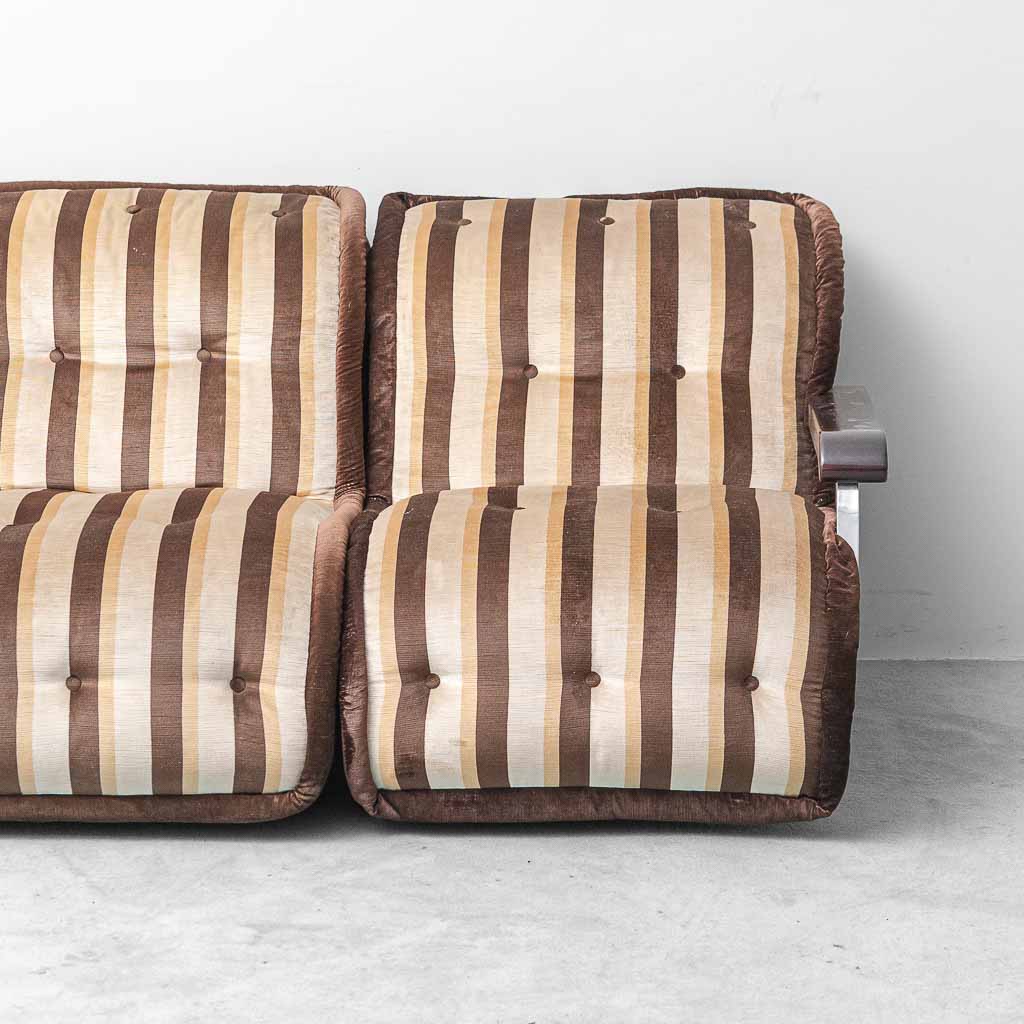 Divano Modulare Vintage a 3 Moduli in Tessuto a Righe – Anni ’70