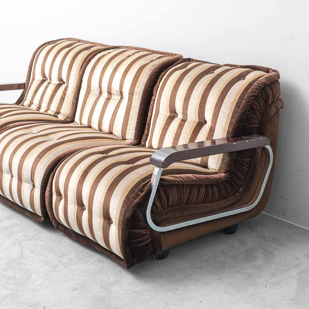 Divano Modulare Vintage a 3 Moduli in Tessuto a Righe – Anni ’70