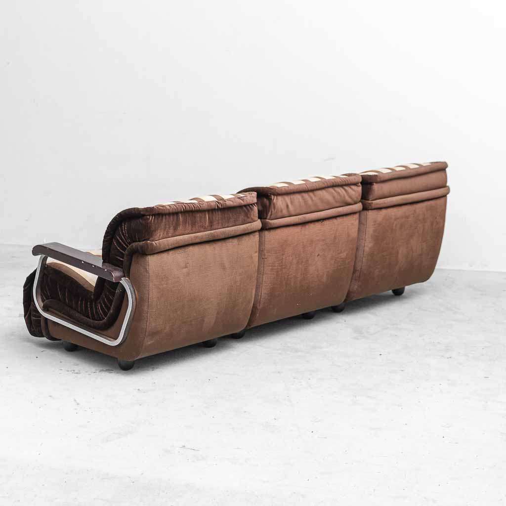 Divano Modulare Vintage a 3 Moduli in Tessuto a Righe – Anni ’70