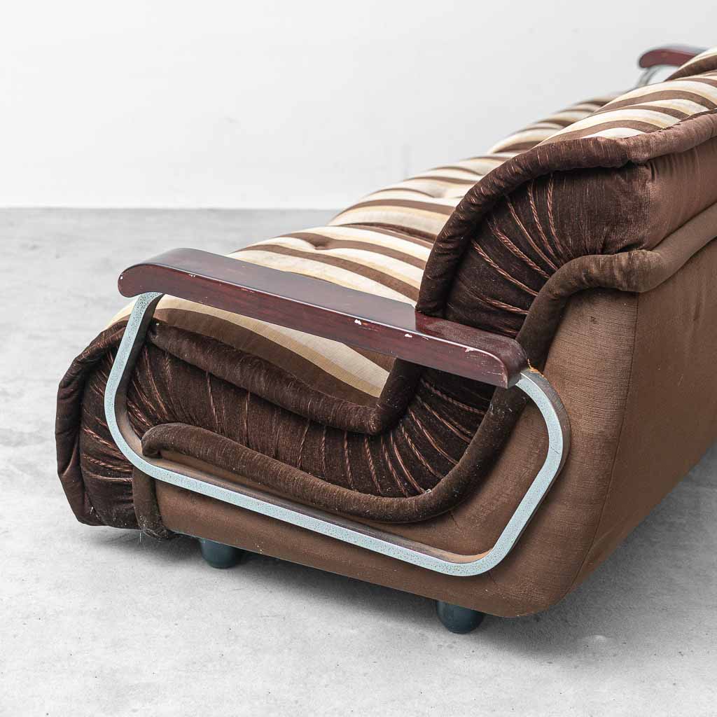 Divano Modulare Vintage a 3 Moduli in Tessuto a Righe – Anni ’70