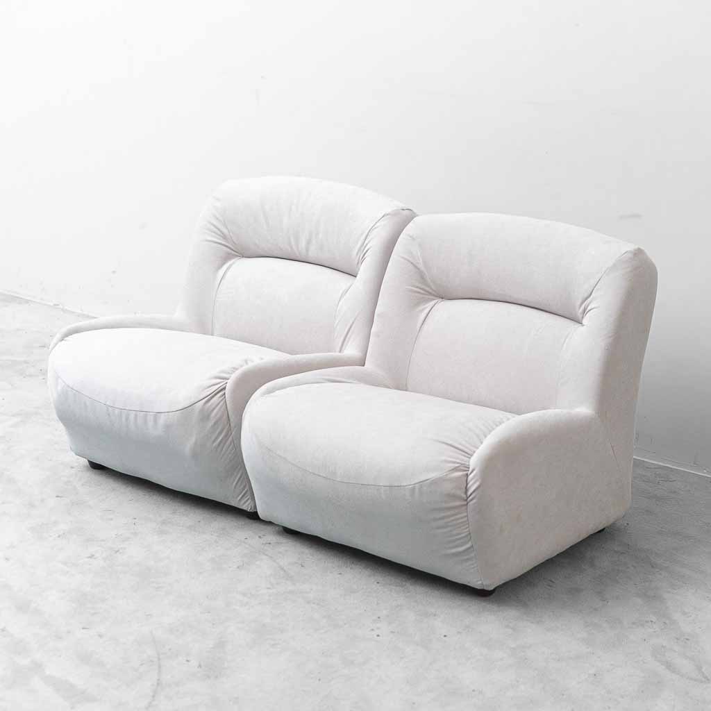 Coppia di Poltrone Lounge Vintage in Cotone Bianco – Design Anni ’70