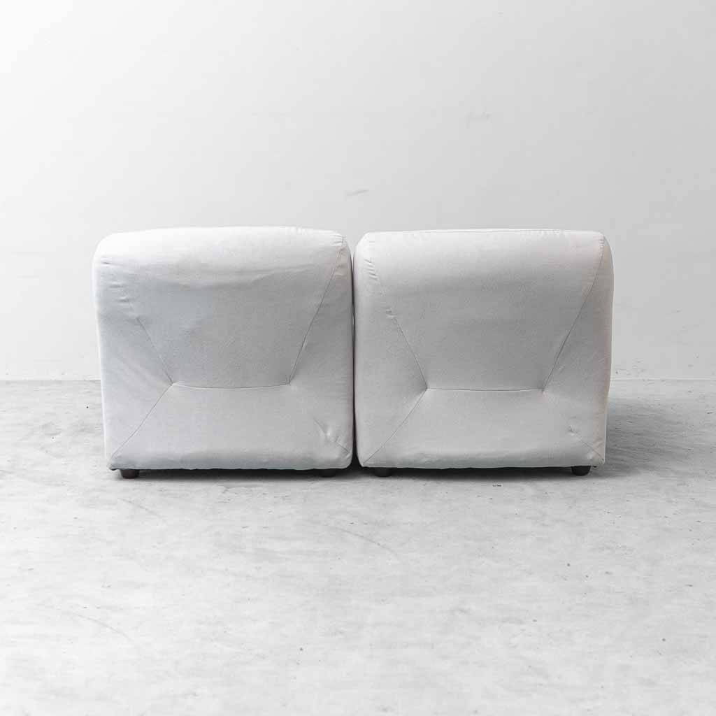 Coppia di Poltrone Lounge Vintage in Cotone Bianco – Design Anni ’70