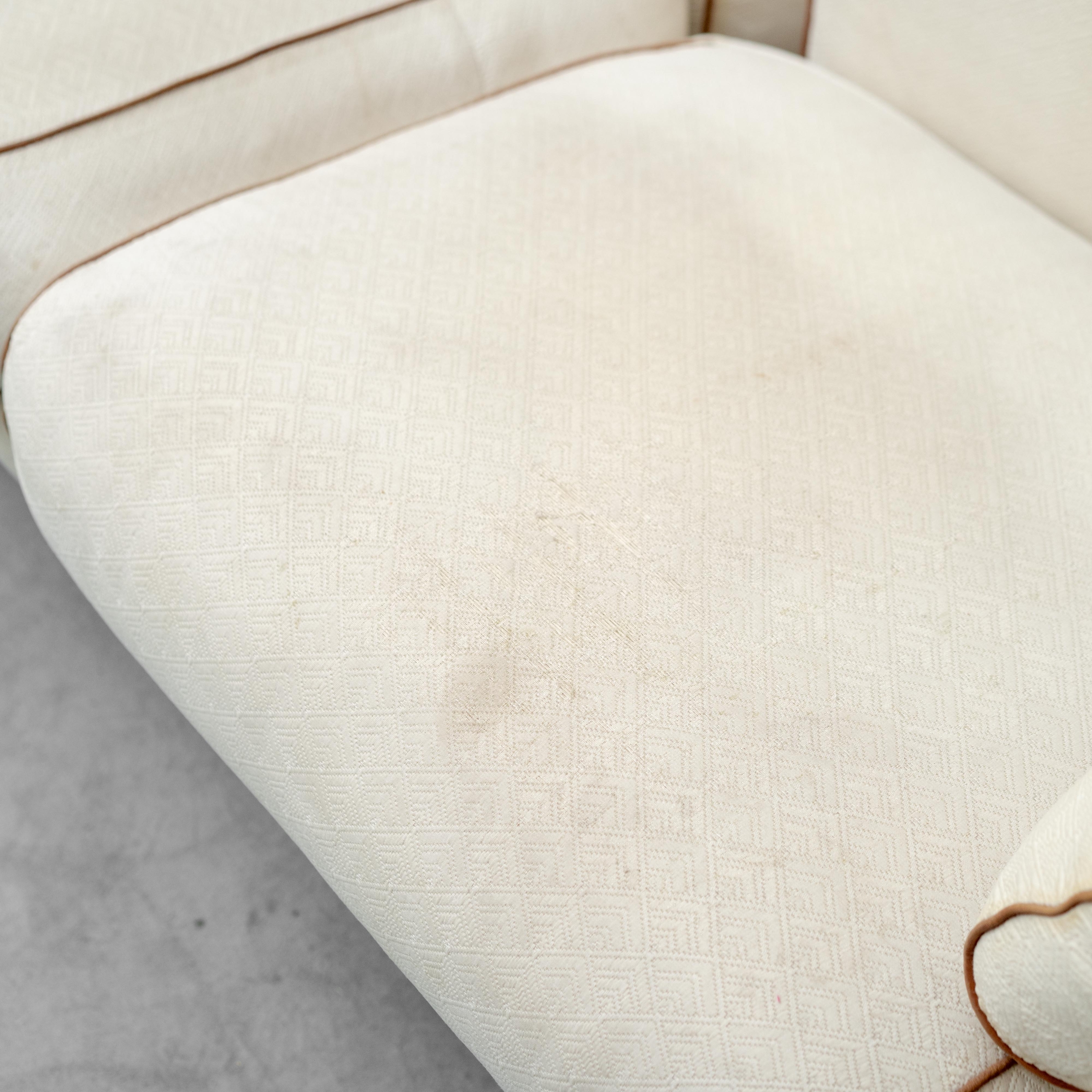 Divano Vintage 2 Posti in Tessuto beige e marrone anni '70 modernariato