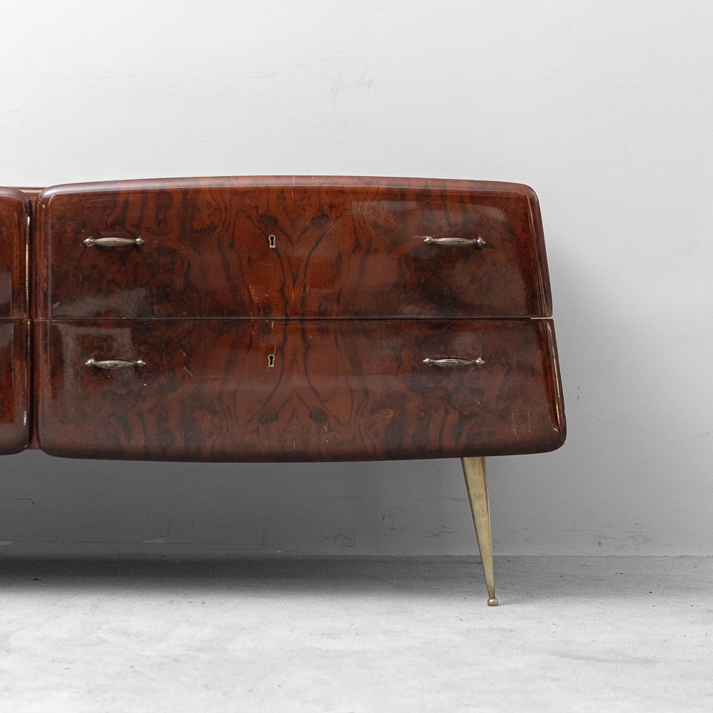 Sideboard Credenza Vintage in Legno con Piedi in Ottone Design anni '60