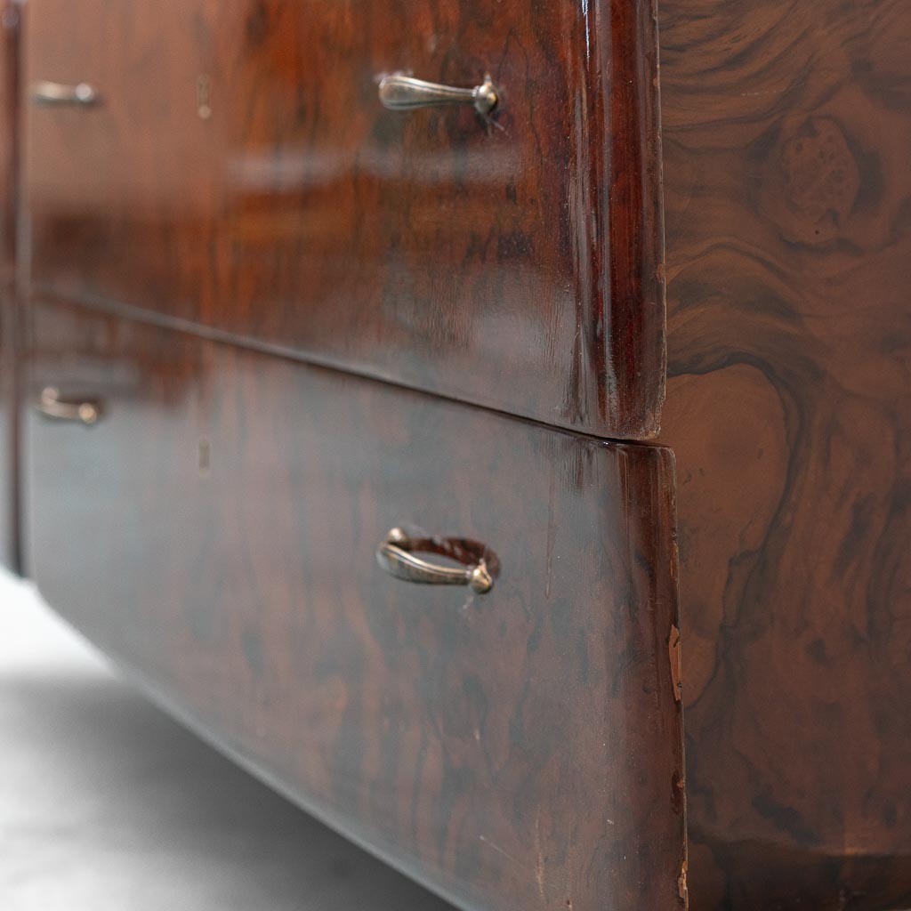 Sideboard Credenza Vintage in Legno con Piedi in Ottone Design anni '60