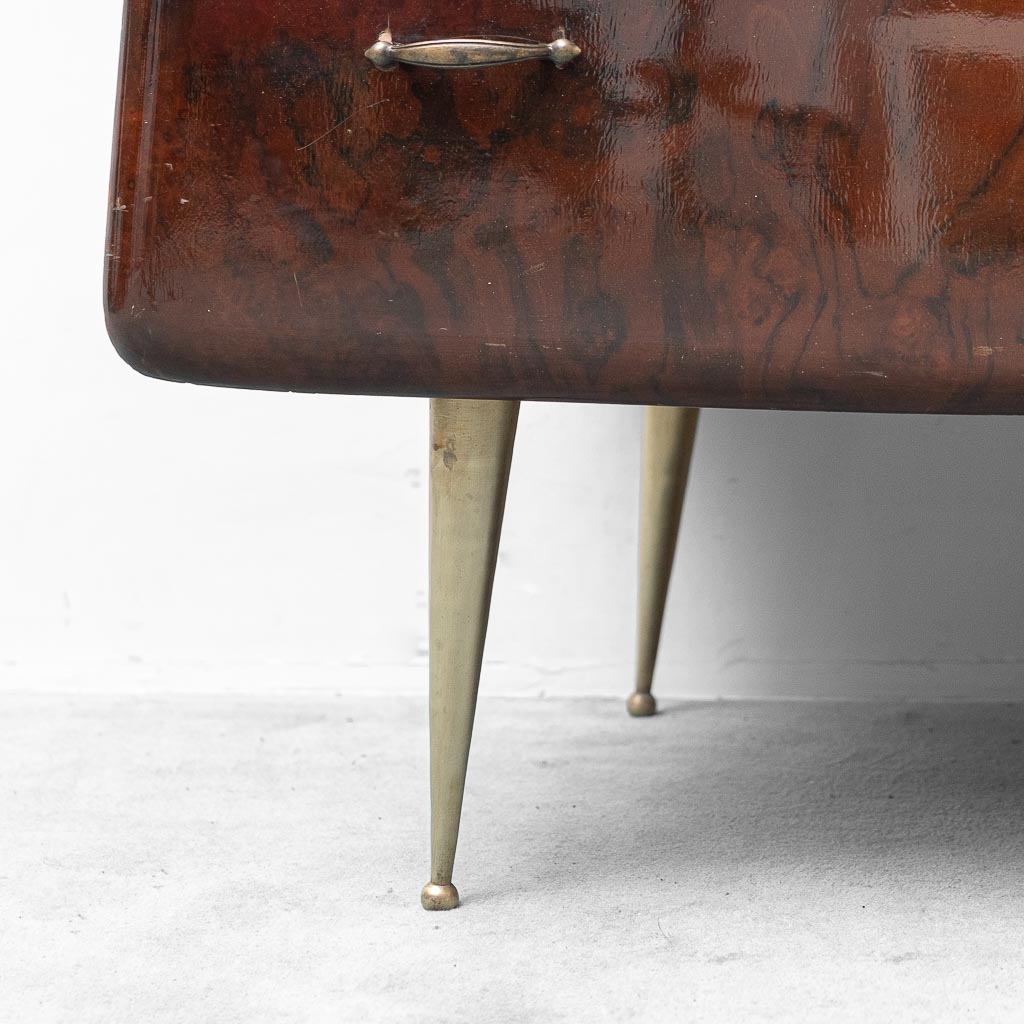 Sideboard Credenza Vintage in Legno con Piedi in Ottone Design anni '60