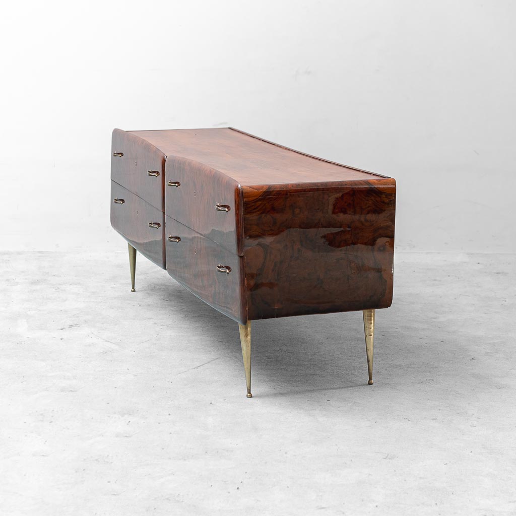 Sideboard Credenza Vintage in Legno con Piedi in Ottone Design anni '60