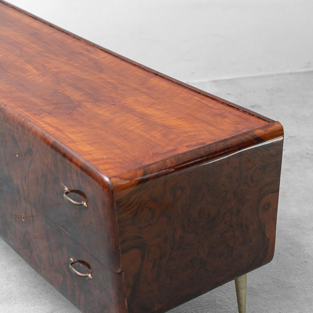 Sideboard Credenza Vintage in Legno con Piedi in Ottone Design anni '60