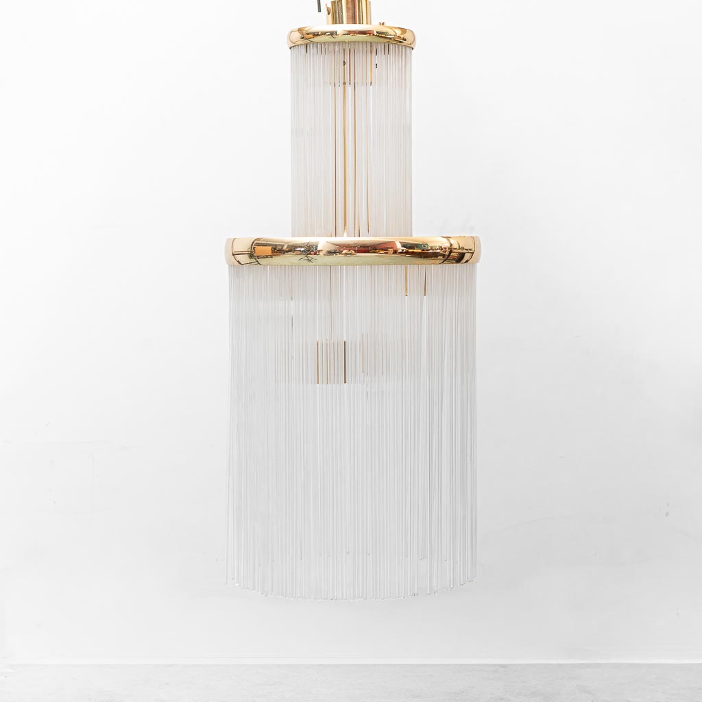 Lampadario Vintage a Cascata in Vetro e Metallo – Design Anni ’70