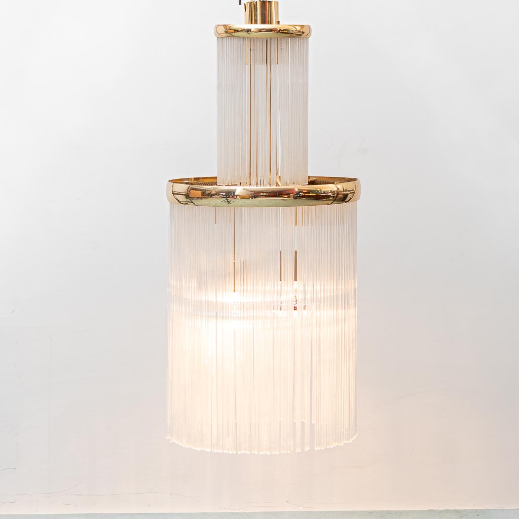 Lampadario Vintage a Cascata in Vetro e Metallo – Design Anni ’70