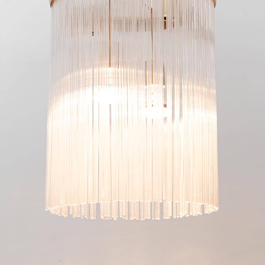 Lampadario Vintage a Cascata in Vetro e Metallo – Design Anni ’70