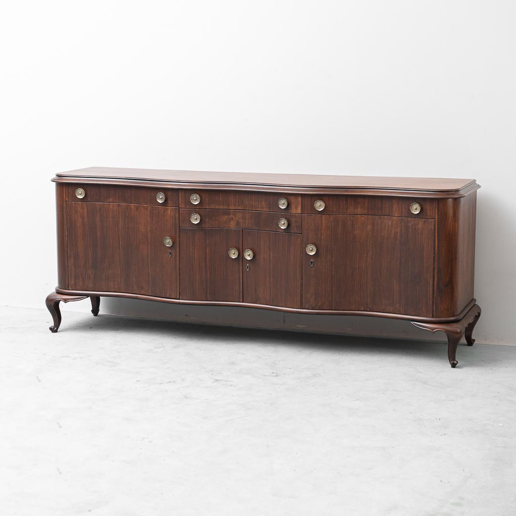 Credenza Vintage Restaurata in Legno con Ante e Cassetti anni '50