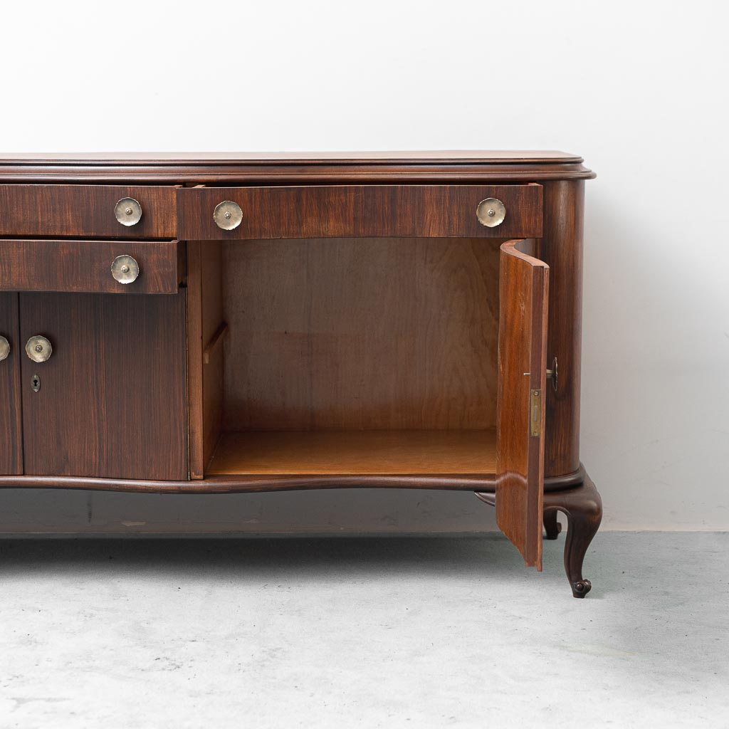 Credenza Vintage Restaurata in Legno con Ante e Cassetti anni '50