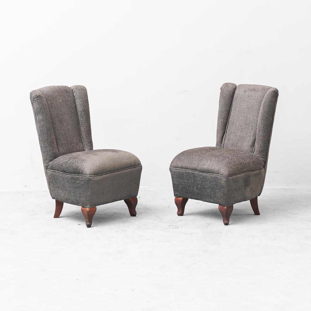 Coppia di Poltroncine Vintage Restaurate con Schienale Alto anni '50