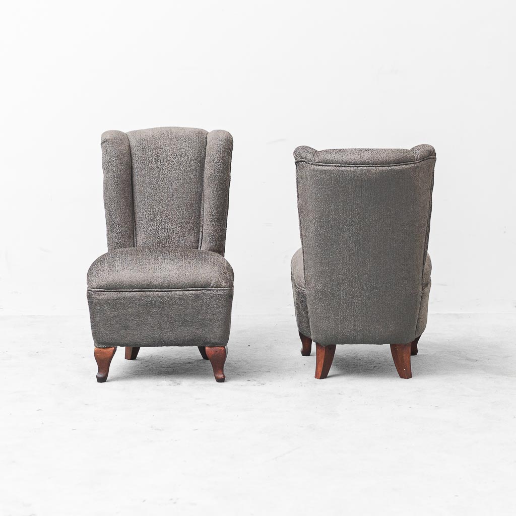 Coppia di Poltroncine Vintage Restaurate con Schienale Alto anni '50